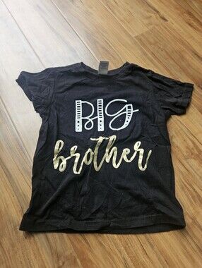 Kavio Black Tee with White 'BIG' and Gold 'brother' Script 4t